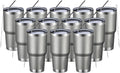 MEWAY 30oz Insulated Tumbler With Lids and Straws,Stainless Steel Double Vacuum Coffee Tumbler Cup, Brush, Durable Powder Coated Coffee Cup for Cold & Hot Drinks, Office, Travel(Cold Grey,12 PACK) by MEWAY