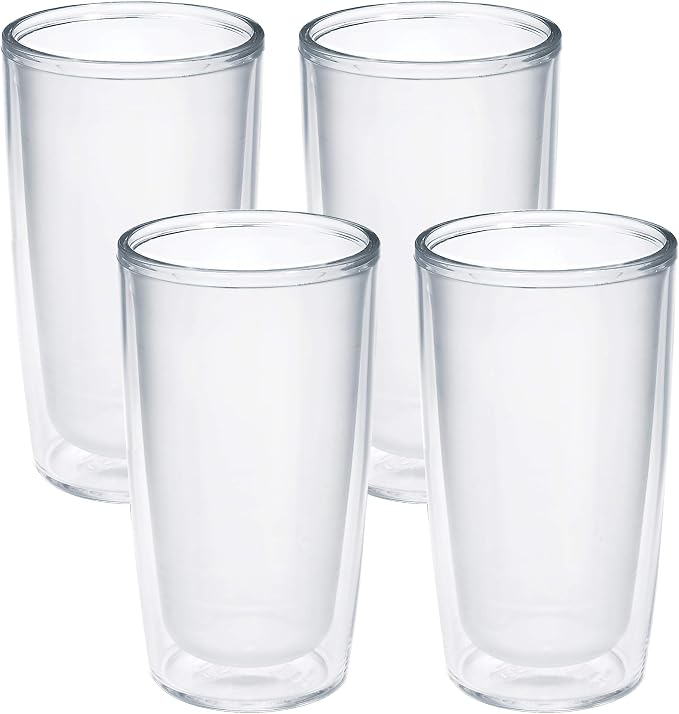 Tervis Crystal Clear Tabletop Made in USA Double Walled Insulated Tumbler Travel Cup Keeps Drinks Cold & Hot, 16oz - 4pk, Classic by TervisTumblerCompany