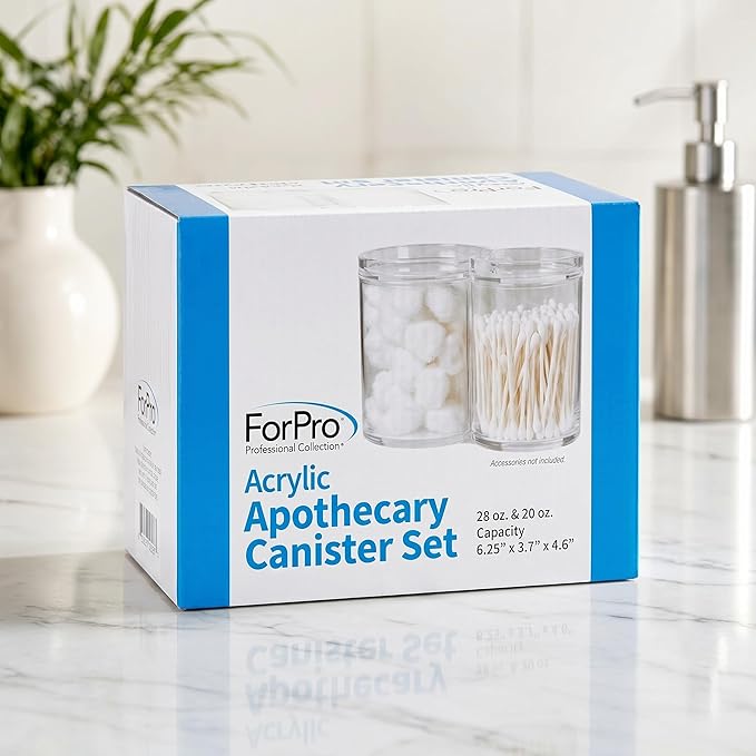 ForPro Clear Acrylic 2-Compartment Apothecary Jar - Image 2