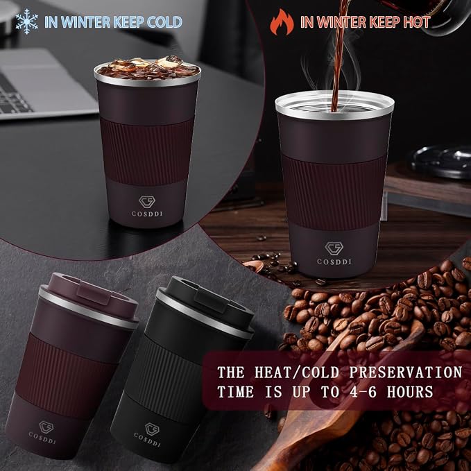 CS COSDDI 12 oz Stainless Steel Vacuum Insulated Tumbler - Coffee Travel Mug Spill Proof with Lid - coffee Cup for Keep Hot/Ice Coffee,Tea and Beer (3rd Brown) - Image 8