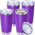 20oz Tumbler Stainless Steel Tumbler Cup with Lid Vacuum Insulated Double Wall Travel Mug, Durable Powder Coated Travel Coffee Tumbler Mug for Hot & Cold Drinks, Purple,4 Pack by AUWBON