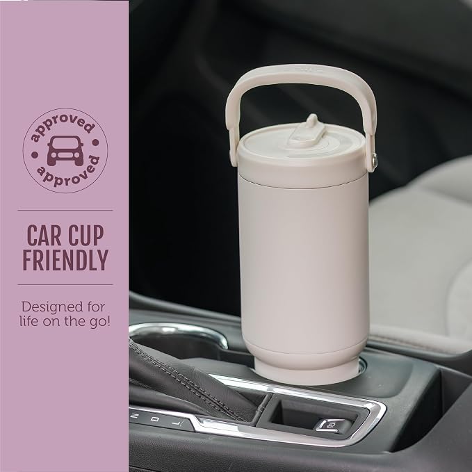 Ello Oasis Go+ 32oz Tumbler with Top Handle and Retracting Straw | Reusable Insulated Stainless Steel Cup, 100% Leakproof Water Bottle, 24 Hours Cold, Cup Holder Friendly For Travel | Wild Rasberry - Image 5