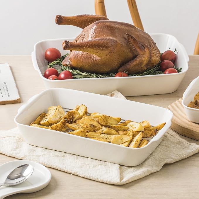 HOMBENE 3 QT Wide Ceramic Baking Dish, Lasagna Pan - Image 7