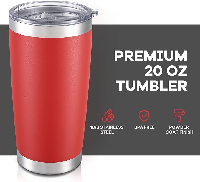 20 oz Tumbler with Lid Stainless Steel Insulated Tumblers Bulk Double Wall Vacuum Cups Powder Coated Travel Mug Keep Drinks Cold and Hot, Wine Red, 4 Pack - Image 2