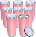 20oz Tumbler Bulk Stainless Steel Tumbler Cup with Lid Vacuum Insulated Double Wall Travel Mug, Durable Powder Coated Travel Coffee Tumbler Mug for Hot & Cold Drinks, Pink,8 Pack by AUWBON