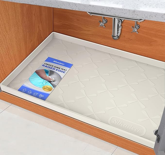 SIKADEER 31" x 19" Under Sink Mat Waterproof, Silicone Mat Kitchen Drawer Shelf by SIKADEER