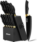 Knife Set With Block, Dishwasher Safe Kitchen Knife Set With Built-In Sharpener by Unknown