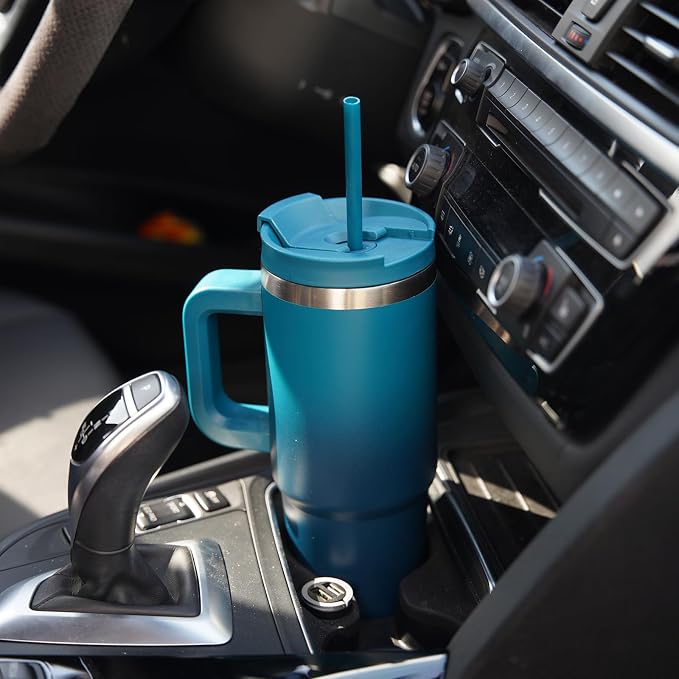 Konokyo 30 oz Tumbler with Handle and 2 Straws,2 in 1 Lid Insulated Water Bottle Stainless Steel Travel Coffee Mug,Mint - Image 6