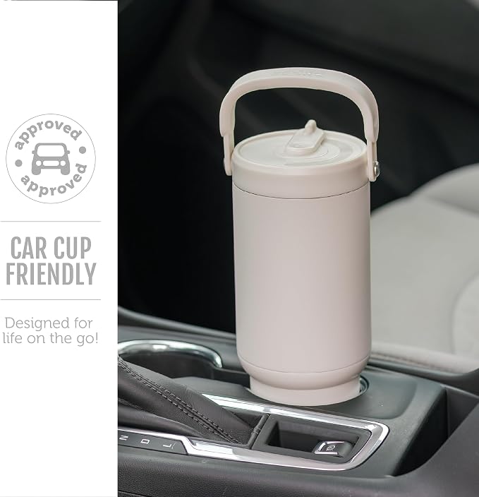 Ello Oasis Go+ 32oz Tumbler with Top Handle and Retracting Straw | Reusable Insulated Stainless Steel Cup, 100% Leakproof Water Bottle, 24 Hours Cold, Cup Holder Friendly For Travel | Mineral - Image 5