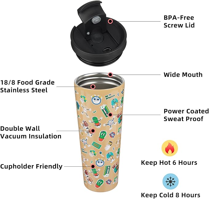 BJPKPK 26oz Tumbler With lid And Straw Stainless Steel Travel Coffee Mug Insulated Tumblers Cups,Spring Party Brown - Image 2