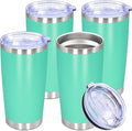 20oz Tumbler Stainless Steel Tumbler Cup with Lid Vacuum Insulated Double Wall Travel Mug, Durable Powder Coated Travel Coffee Tumbler Mug for Hot & Cold Drinks, Light Blue,4 Pack by AUWBON