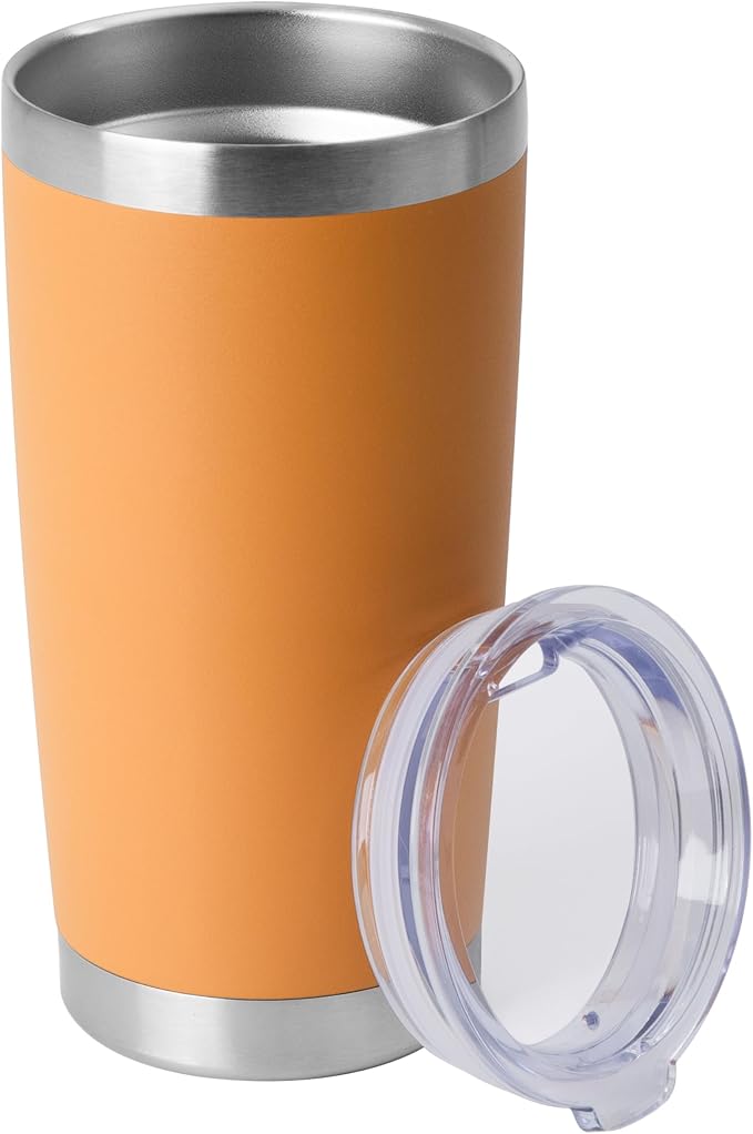 HASLE OUTFITTERS 20oz Stainless Steel Tumblers Bulk, Insulated Travel Cup with Lid, Double Wall Vacuum Coffee Mug for Cold & Hot Drinks 1 Pack, Orange by HASLEOUTFITTERS