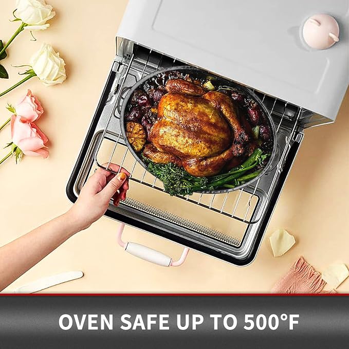 JY COOKMENT Granite Roaster Pan, Small 13” Enameled Roasting Pan - Image 7