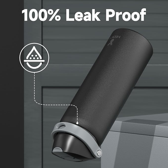 32 oz Insulated Water Bottle for Sports: Meoky Stainless Steel Water Bottle with 2-in-1 Straw and Spout Lid - Leak Proof, Cold for 24 Hours, Protective Silicone Base, BPA-Free for Gym, Night - Image 7