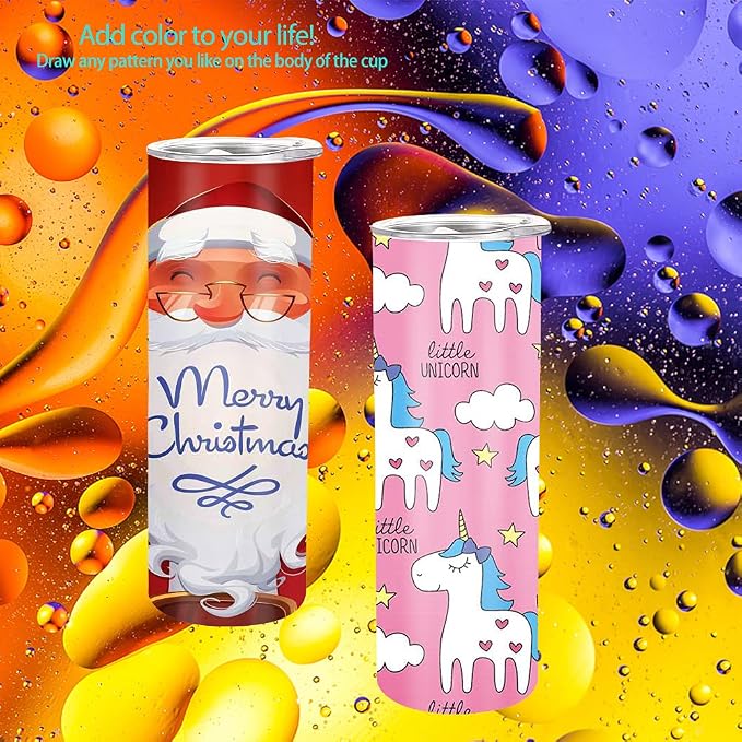 YOUKE OLA 10 Pack Sublimation Tumblers Bulk Straight Skinny Tumbler Blanks 20oz for Heat Transfer, Individual Gift Boxed, Double Wall Insulated Tumbler with Shrink Wrap Films & Heat Tape & Straws - Image 6