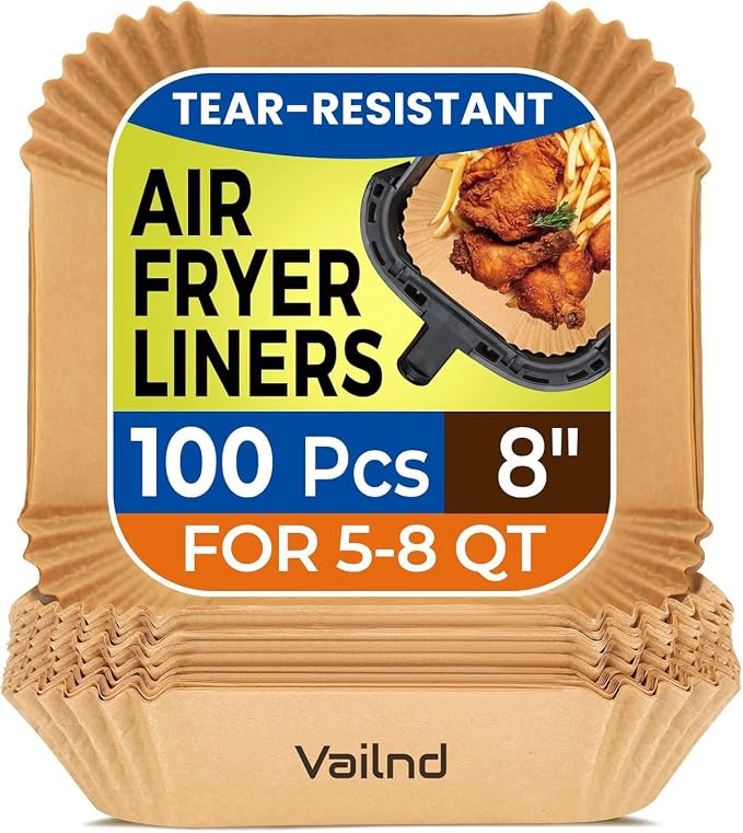 Vailnd 100Pcs 8" Air Fryer Liner Disposable for 5-8 QT Square by Vailnd