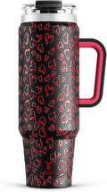 Meoky 40 oz Tumbler with Handle and Straw, Insulated Tumbler with Lid and Straw, Stainless Steel Travel Mug, Keeps Cold for 34 Hours, 100% Leak Proof, Fits in Car Cup Holder (Heart) by MEOKY