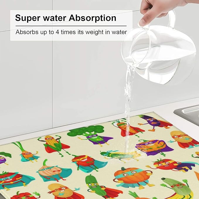 Vegetable Superhero Cartoon Dish Drying Mats - Image 4