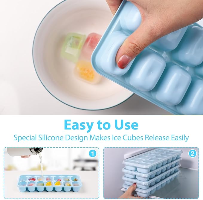 DOQAUS Ice Cube Trays 4 Pack, Easy Release & Pop out, LFGB and BPA Free - Image 4