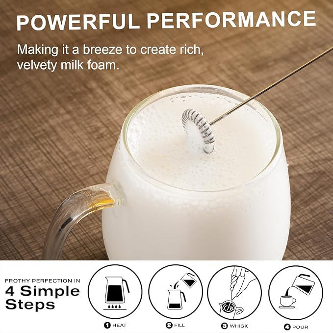Milk Frother Handheld, Mini Drink Mixer and Coffee Blender Frother - Image 3