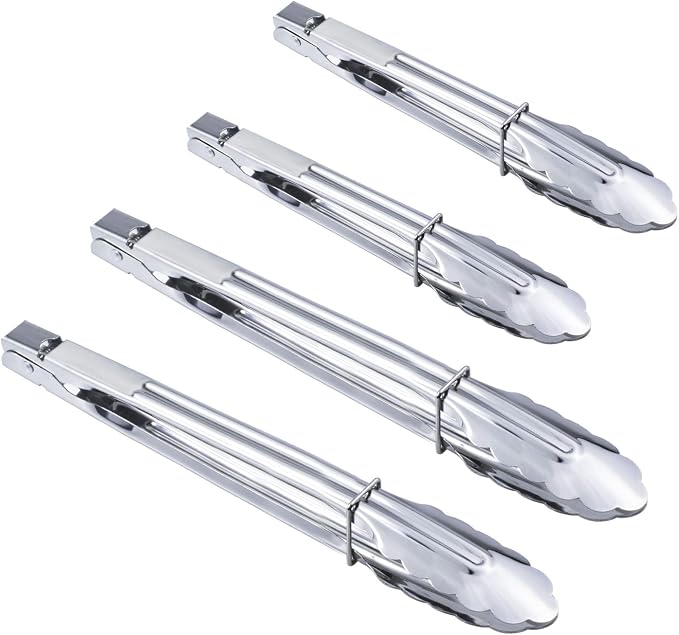 HINMAY Stainless Steel Utility Food Tongs Set Kitchen Metal Tongs by HINMAY