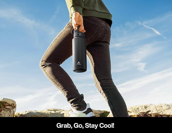 POWCAN 40 oz Insulated Water Bottle with 2-in-1 Straw and Spout Lid, Keep Cold 24H, Leak-Proof, BPA-Free, Double Wall Stainless Steel Water Bottle for Sports, Gym, Travel, and School (Dark Knight) - Image 6
