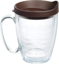 Tervis Clear & Colorful Lidded Made in USA Double Walled Insulated Tumbler Travel Cup Keeps Drinks Cold & Hot, 16oz Mug, Brown Lid by TervisTumblerCompany