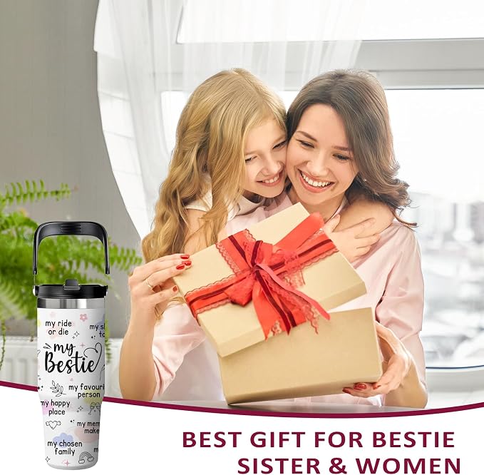 Bestie Tumbler 30oz - Best Friend Gift for Women, Stainless Steel Insulated Cup with Handle, Friendship Birthday Christmas Gift for Female Friends, Thoughtful Gifts Idea - Image 7