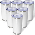 AIANJI 20oz Tumbler Bulk Stainless Steel Tumblers with Lid Vacuum Insulated Double Wall Travel Coffee Mug Powder Coated Tumbler Cup for Hot and Cold Drinks(White, 6 pack) by AIANJI