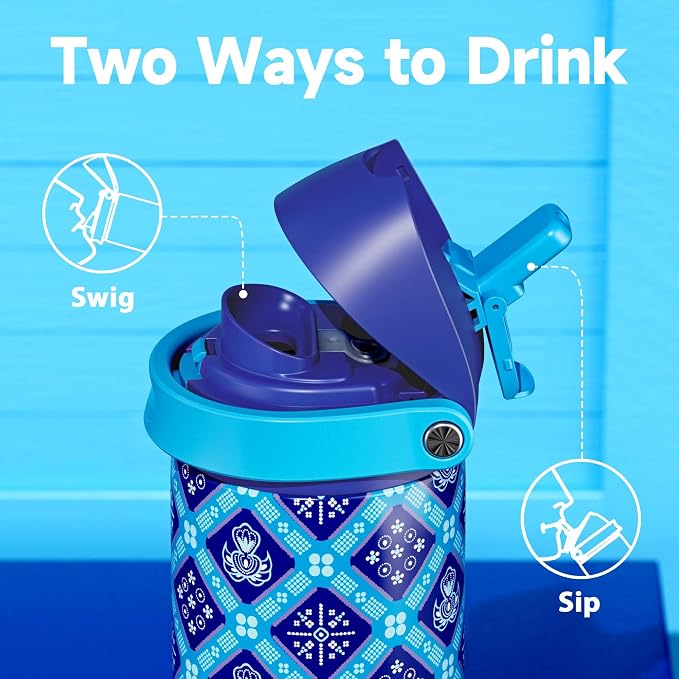 24 oz Insulated Water Bottle for Men: Meoky Stainless Steel Water Bottle with Holder and Shoulder Strap - Leak Proof, Cold for 24 Hours, Fits in Car Cup Holder, BPA-Free for Sports Travel, Blue Faith - Image 3