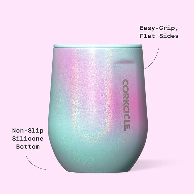 Corkcicle Stemless Wine Tumbler - Keeps Drinks Cold for 6 Hours - Triple-Insulated Stainless Steel - Non-Slip Base - Summer Drinkware Gift - Keeps Drinks Ice Cold - 12 oz - Rainbow Unicorn - Image 4