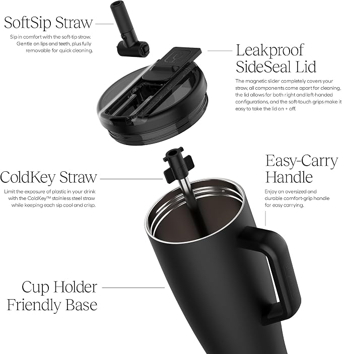 BrüMate Era Flip 30oz Tumbler with 100% Leakproof Covered Straw Lid | Hygienic Covered Straw | Insulated Stainless Steel Water Bottle with Handle | Cup Holder Friendly | BPA-Free (Matte Black) - Image 3