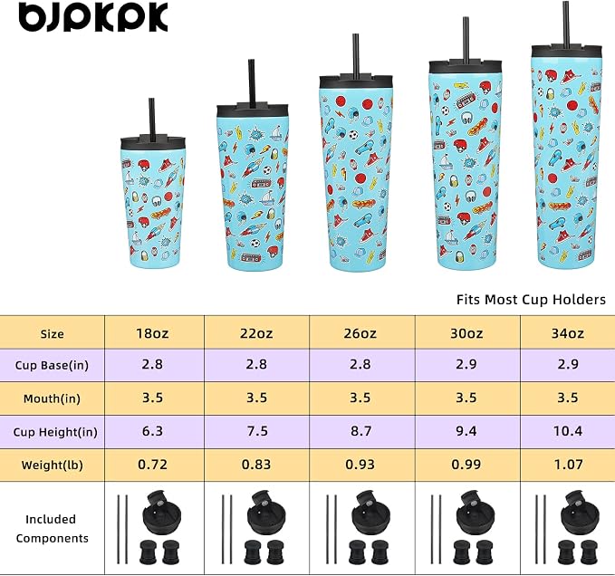 BJPKPK 26oz Insulated Tumbler With lid And Straw Stainless Steel Tumblers Travel Coffee Mug Reusable Thermal Cup,Playground - Image 4
