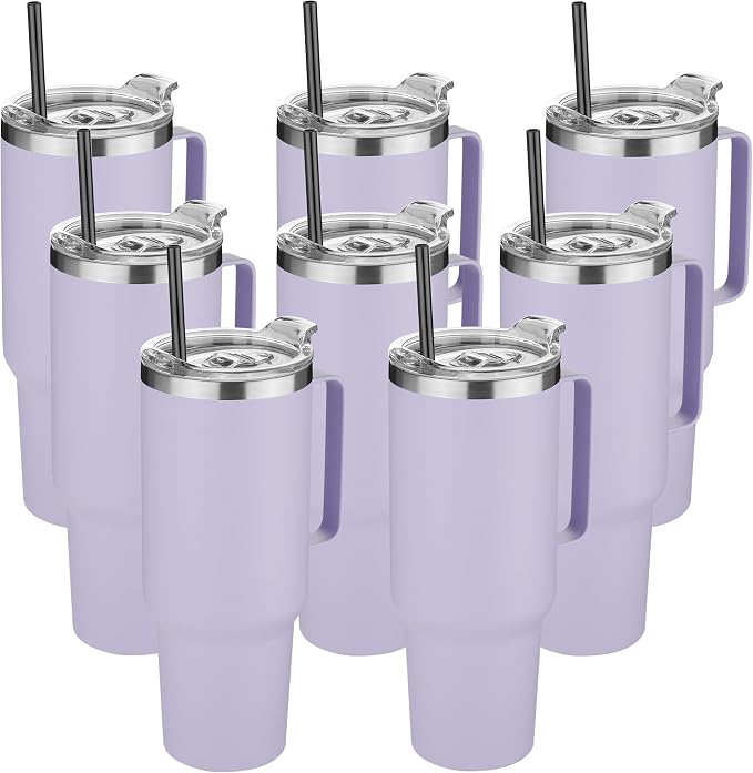 HASLE OUTFITTERS 40 oz Stainless Steel Tumbler with Handle, Vacuum Insulated Tumblers Bulk, Reusable Double Wall Travel Coffee Mug, Durable Powder Coated Water Bottle(Purple, 8) by HASLEOUTFITTERS