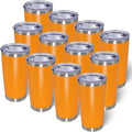 AIANJI 20oz Tumbler Bulk Stainless Steel Tumblers with Lid Vacuum Insulated Double Wall Travel Coffee Mug Powder Coated Tumbler Cup for Hot and Cold Drinks(Orange, 12 pack) by AIANJI