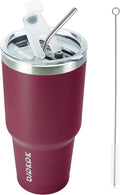 BJPKPK 30 oz Stainless Steel Insulated Tumbler with Lid and Straw, Reusable Ice Travel Coffee Thermal Tumblers Cup,Brick Red by BJPKPK