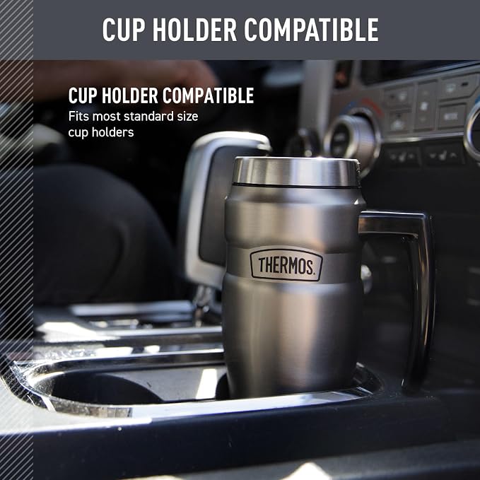 THERMOS Stainless King Vacuum-Insulated Travel Mug with Handle - 16oz, Army Green - Thermos Tumbler for Hot & Cold Drinks - Leak-Proof & Sweat-Proof Stainless Steel Coffee Mug with Lid for Commuting - Image 3