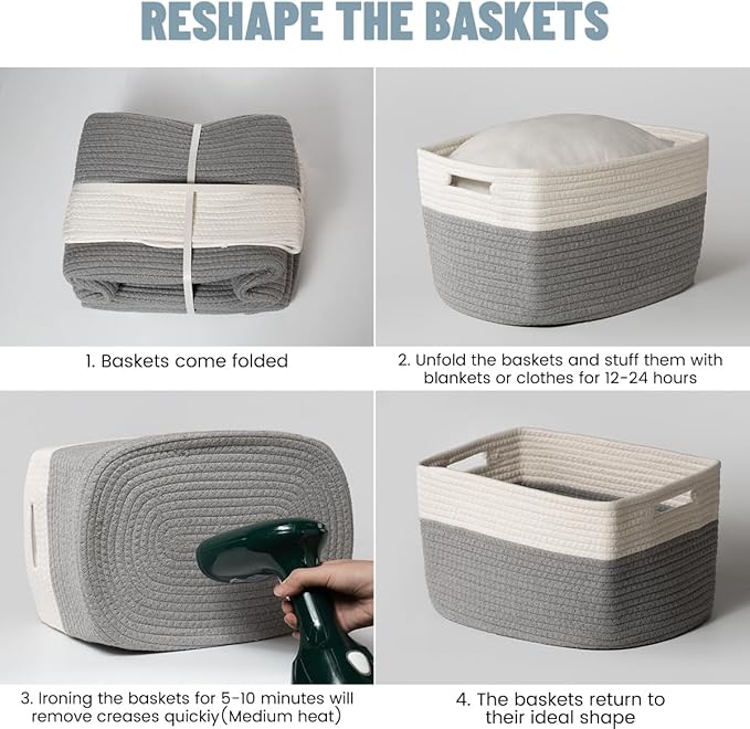 5 Pack Woven Storage Baskets for Shelves, Decorative Basket Closet Organizer - Image 7