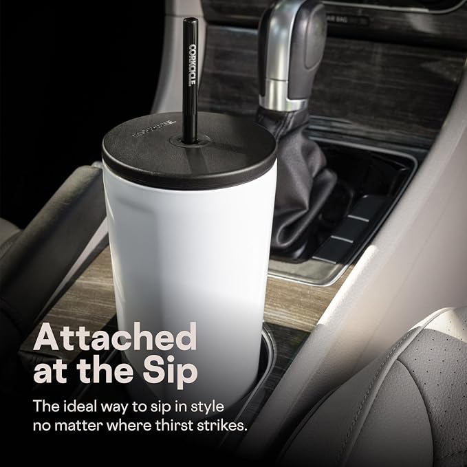 Corkcicle Cold Cup Insulated Tumbler with Straw - Keeps Drinks Cold for 12 Hours - Triple-Insulated Stainless Steel - Leak-Resistant Lid - Summer Drinkware Gift - 24 oz - Ceramic Slate - Image 6