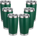 20oz Stainless Steel Tumbler Bulk with Lid, Travel Mug - Double Wall Vacuum Powder Coated Cup - Dark Green, 6 Pack by Unknown