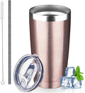 20 oz Tumbler with Lids and Straws, Stainless Steel Insulated Coffee Tumbler, Double Wall Vacuum Insulated Travel Mug Cup, Leakproof Thermal Coffee Cup for Hot and Cold Drinks (Rose Gold) by GUDEMAO
