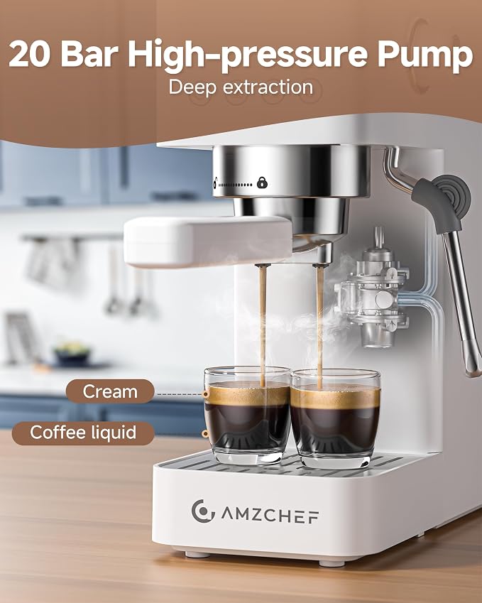 AMZCHEF Compact Espresso Machine 20 Bar, Americano, Latte & Cappuccino - Image 2