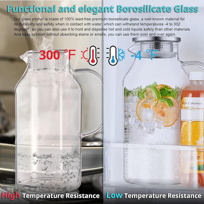 Bivvclaz 3 Liter 101 oz Glass Pitcher - Image 6