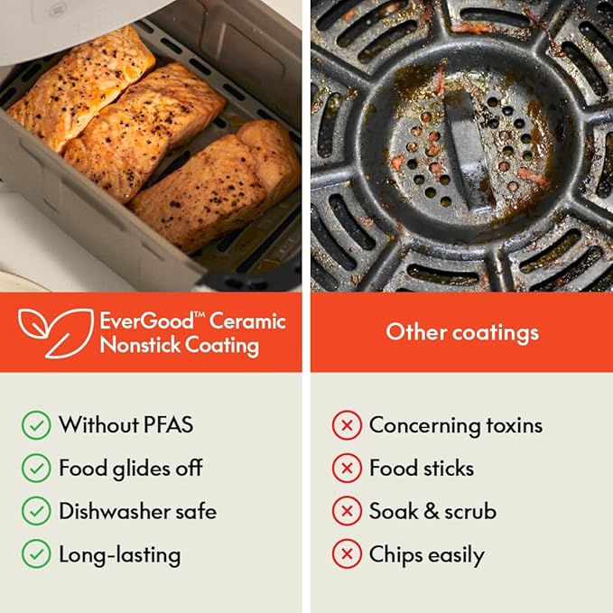 bella Fits-anywhere™ Slim 4qt Air Fryer, Non-Toxic Coating, Oatmilk - Image 6