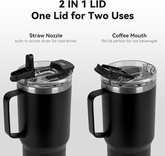HASLE OUTFITTERS 30oz Tumbler With Handle, Insulated Travel Coffee Mug With Straw Leak-Proof Double Wall Stainless Steel Vacuum Tumblers Metal Cup with Straw for Hot and Cold Drink - Image 2