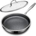 Non Stick Frying Pans with lid, 12 inch Hybrid Frying Pans Nonstick, non stick by KURRUNGIE