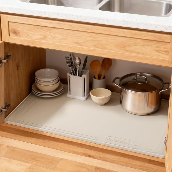 Aisslro Under Sink Mat 22" X 19", Waterproof Silicone Cabinet Organizer - Image 6