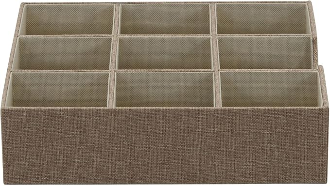 Household Essentials Brown 723-1 Deep 9 Section Drawer Organizer Box - Image 7