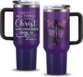Christian Gifts for Women, 40 oz I Can Do All Things Christ Tumbler With Handle, Inspirational Religious Birthday Gifts for Faith Cup, Christian Jesus God Bible Verse Pastor Prayer Gift for Christmas by NIAXAUYT