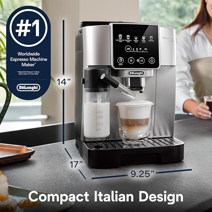 De'Longhi Magnifica Start Automatic Espresso Machine, Milk Frother, Silver - Image 6